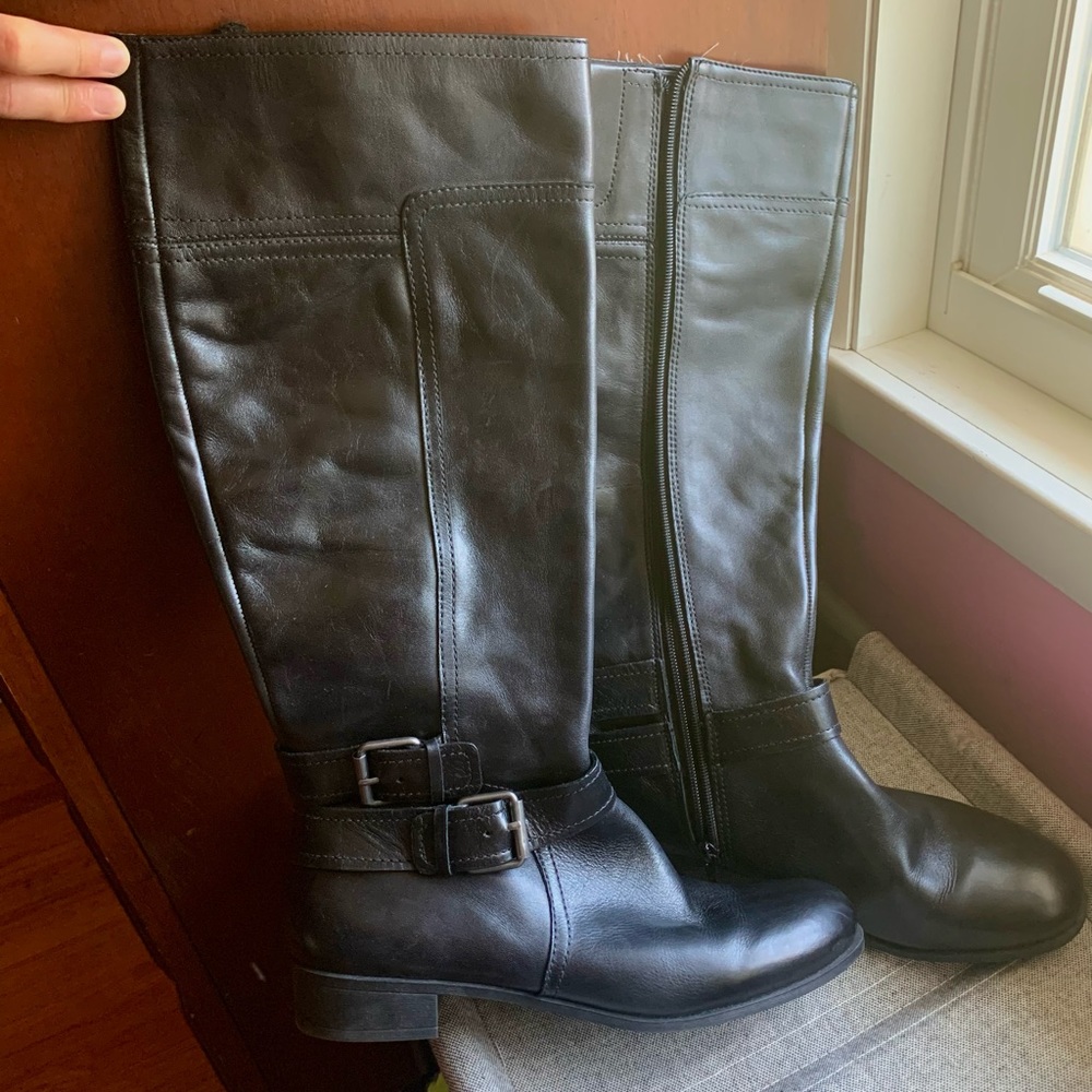 Black leather boots